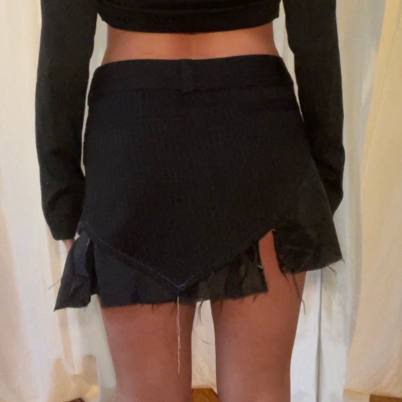 Business Casual Mini Skirt - Black Pinstripe