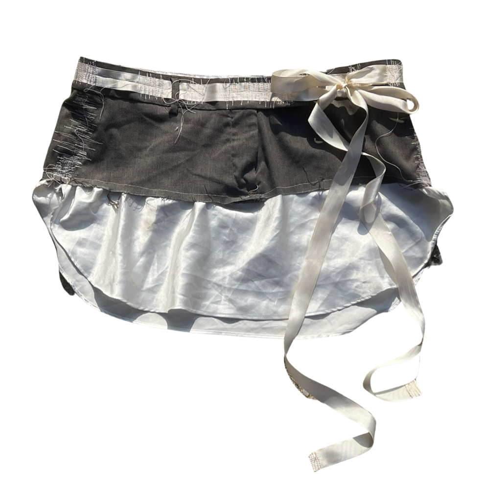 Business Casual Mini Skirt - Grey/Cream