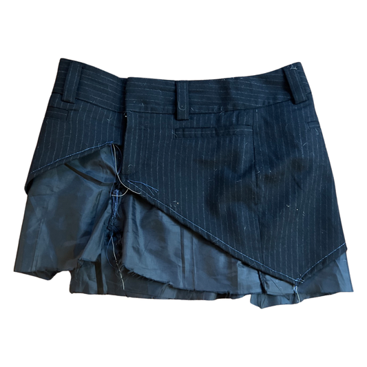 Business Casual Mini Skirt - Black Pinstripe