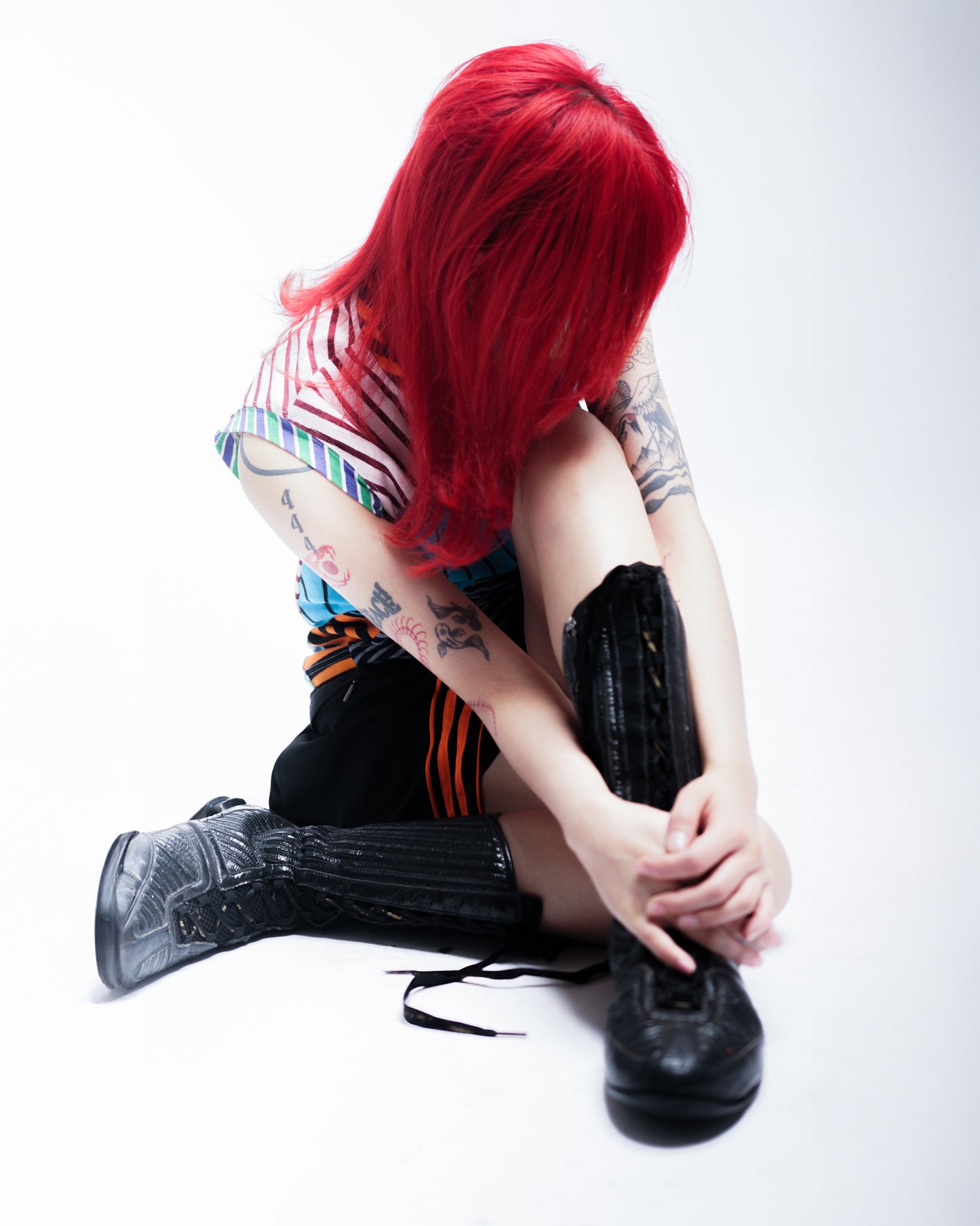 Reworked Courtside Mini Skirt - Black/Orange