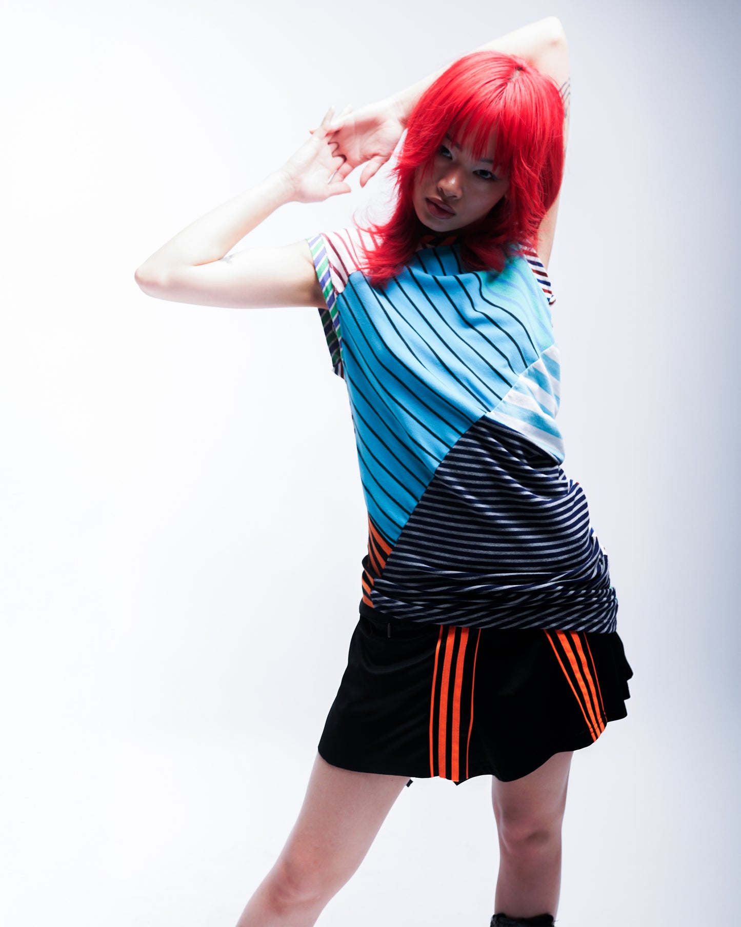 Reworked Courtside Mini Skirt - Black/Orange