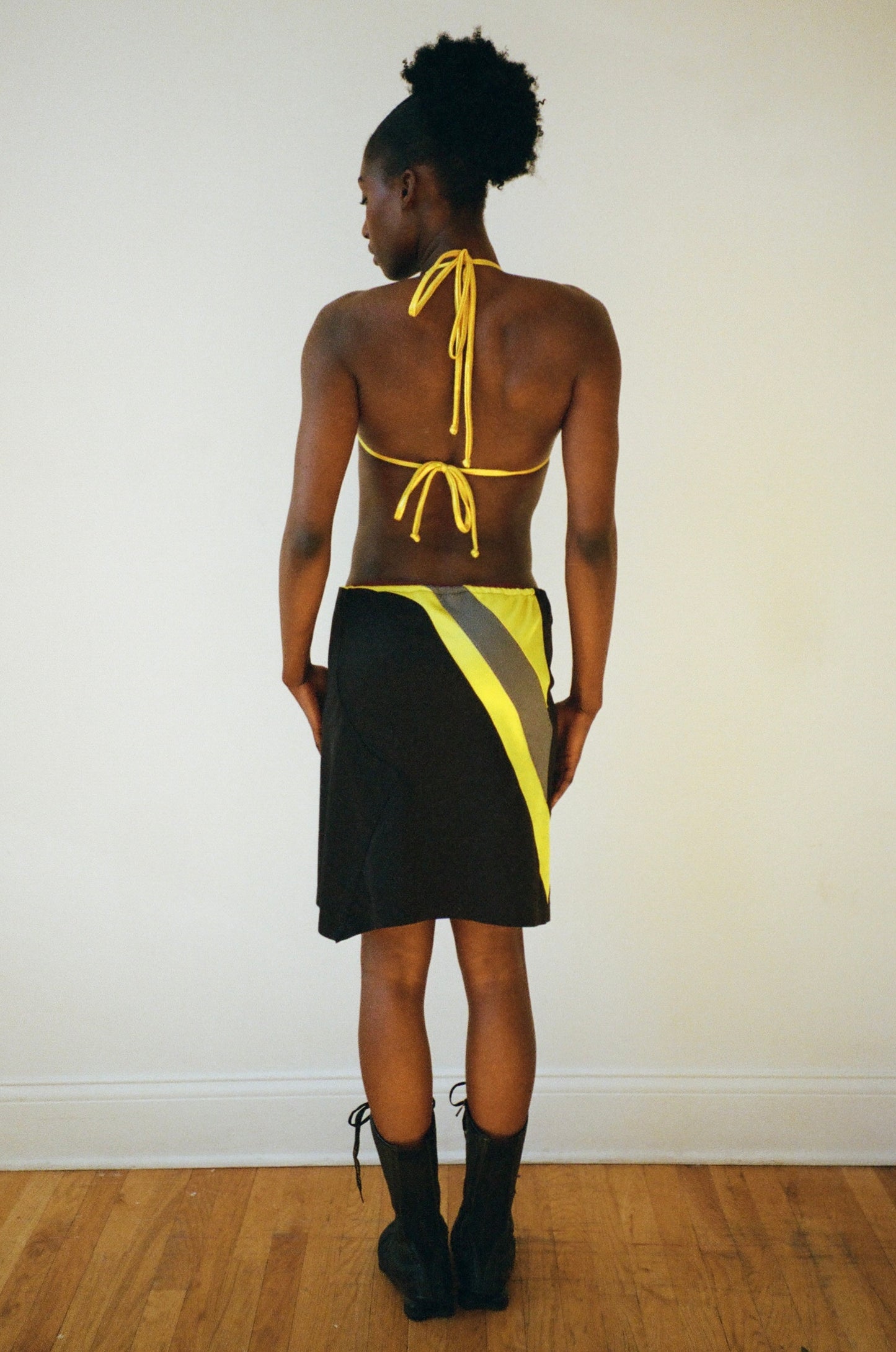 Reworked Courtside Skirt - Yellow/Black