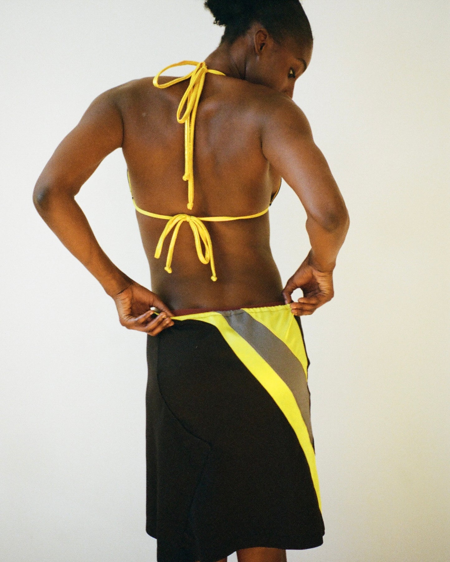Reworked Courtside Skirt - Yellow/Black